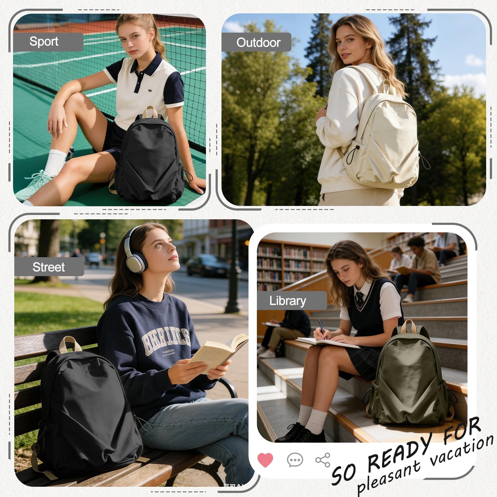 Basic Black School Backpack For Women Men, Lightweight Casual Daypack, Colleg…
