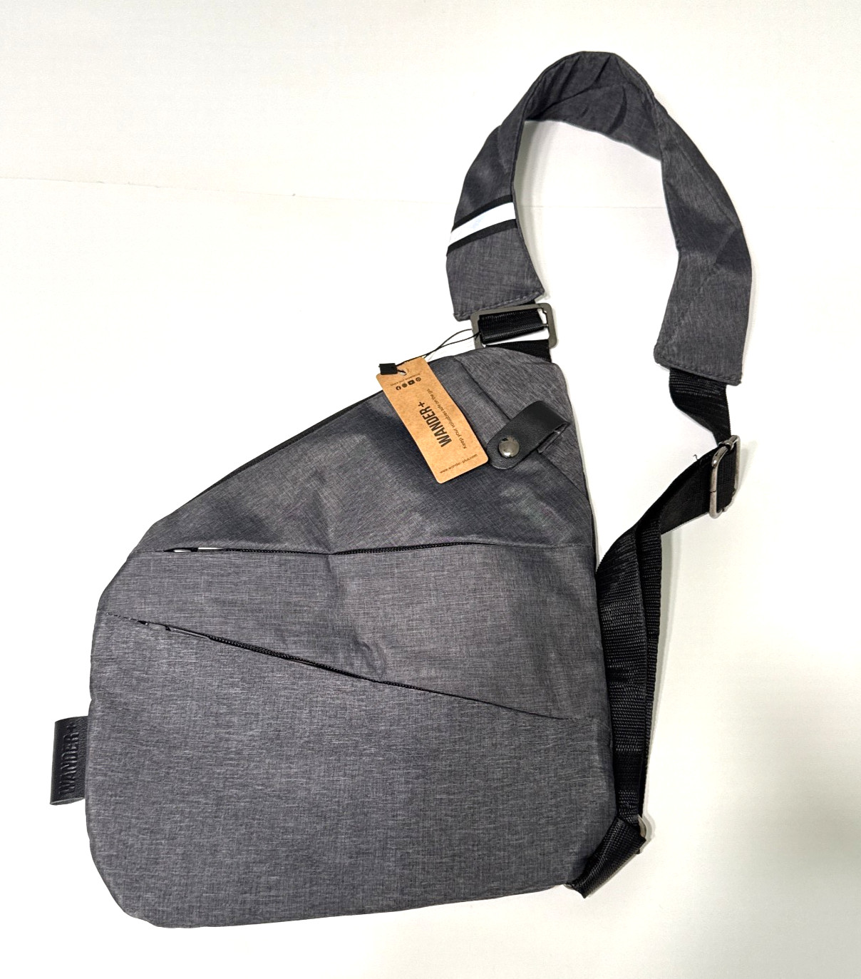WANDER+ Heather Grey Black Crossbody Anti-Theft Adjustable Strap Travel Bag