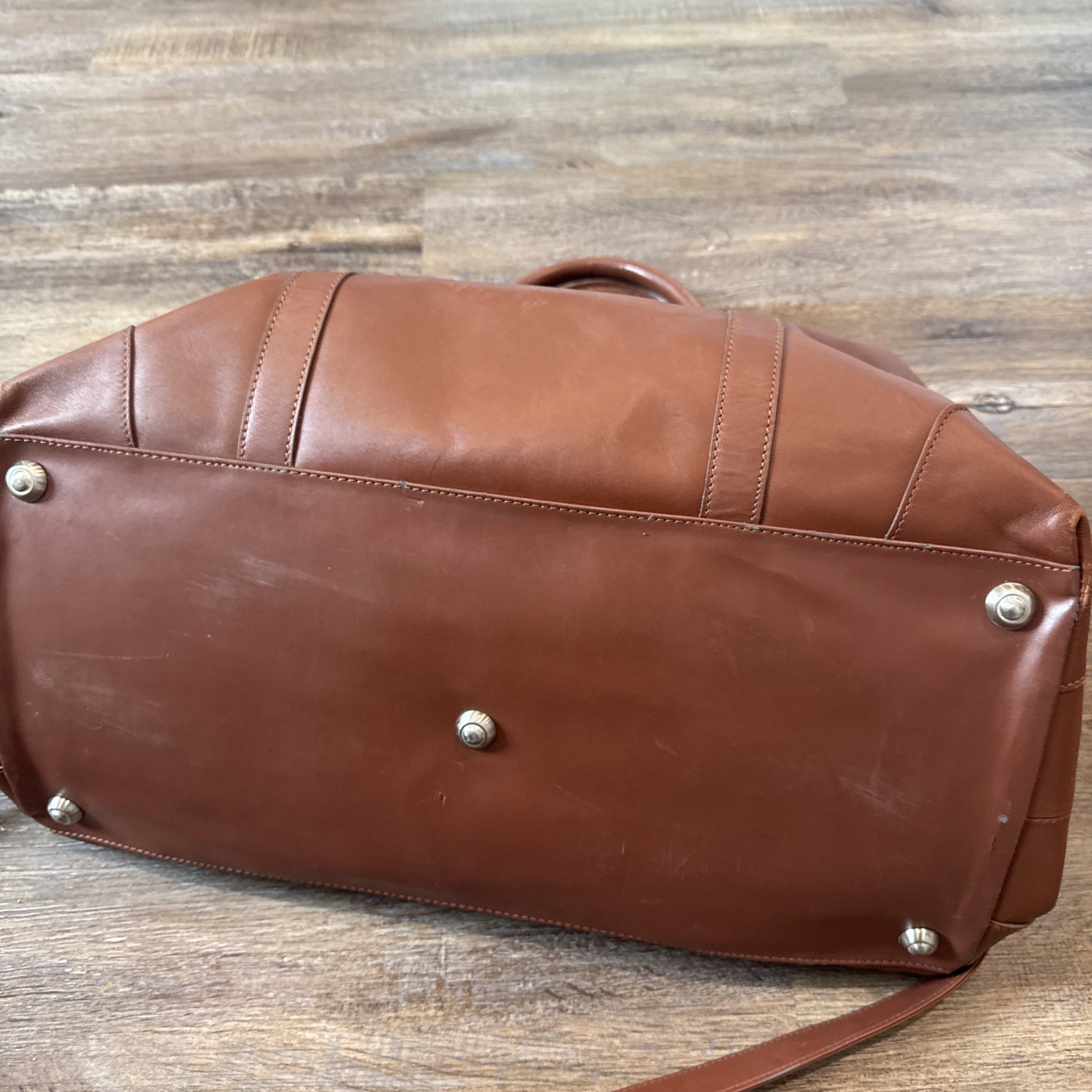 Excellent Cutter & Buck Large 19″ Brown Leather Weekender Duffel Travel Bag