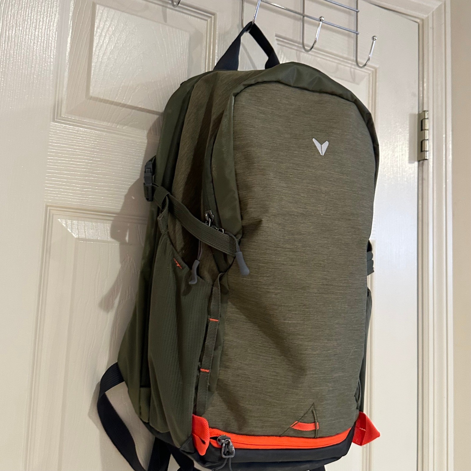 Bondka Backpack Olive Green Orange Trim Hiking Travel Commuter Daypack 17in