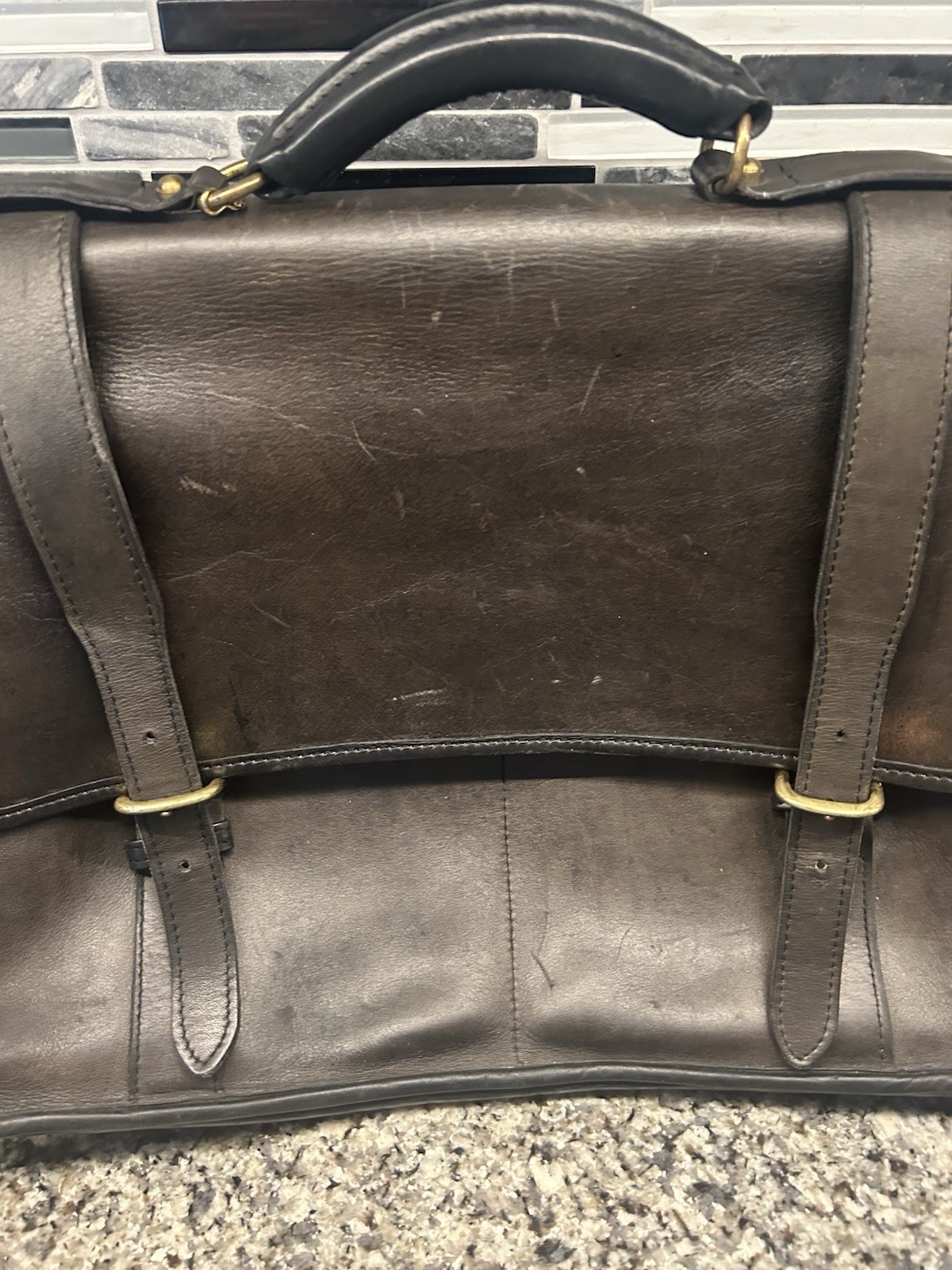 JACK GEORGES Made In USA UNIVERSITY EXECUTIVE LEATHER BRIEFCASE Dark Brown