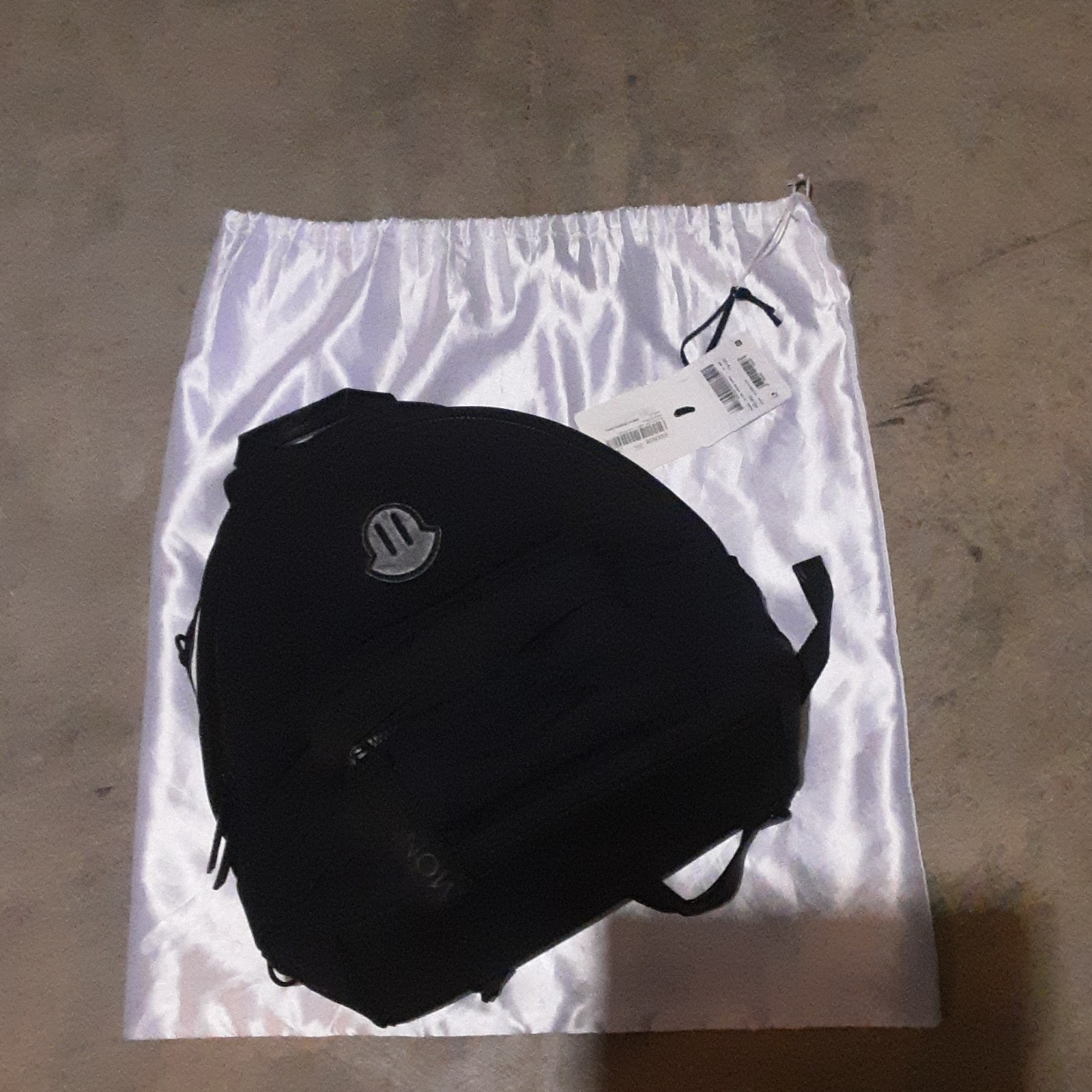 Moncler Black Red White Striped Backpack Adjustable Strap Zipper Closure