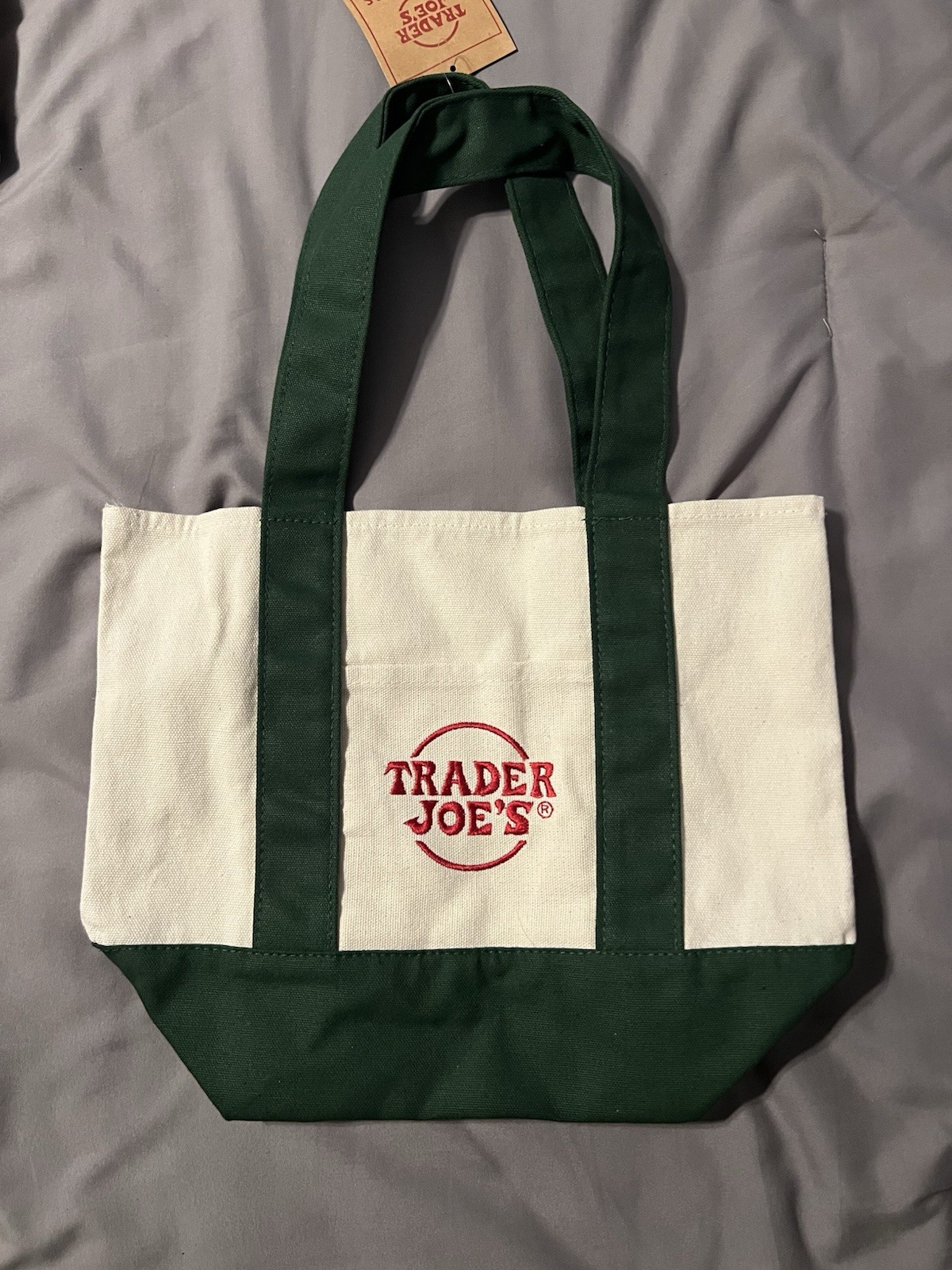 Mini Trader Joes Forest Green Tote Bag Canvas