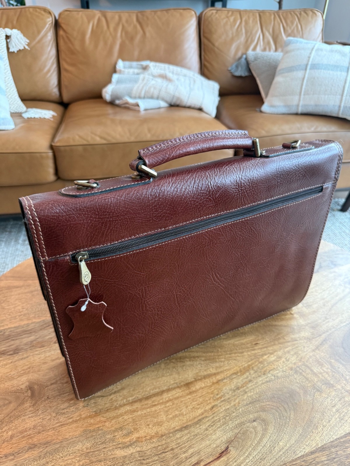 NWT Executive Brown Leather Business Bag – Matias Salva – Handmade In Spain