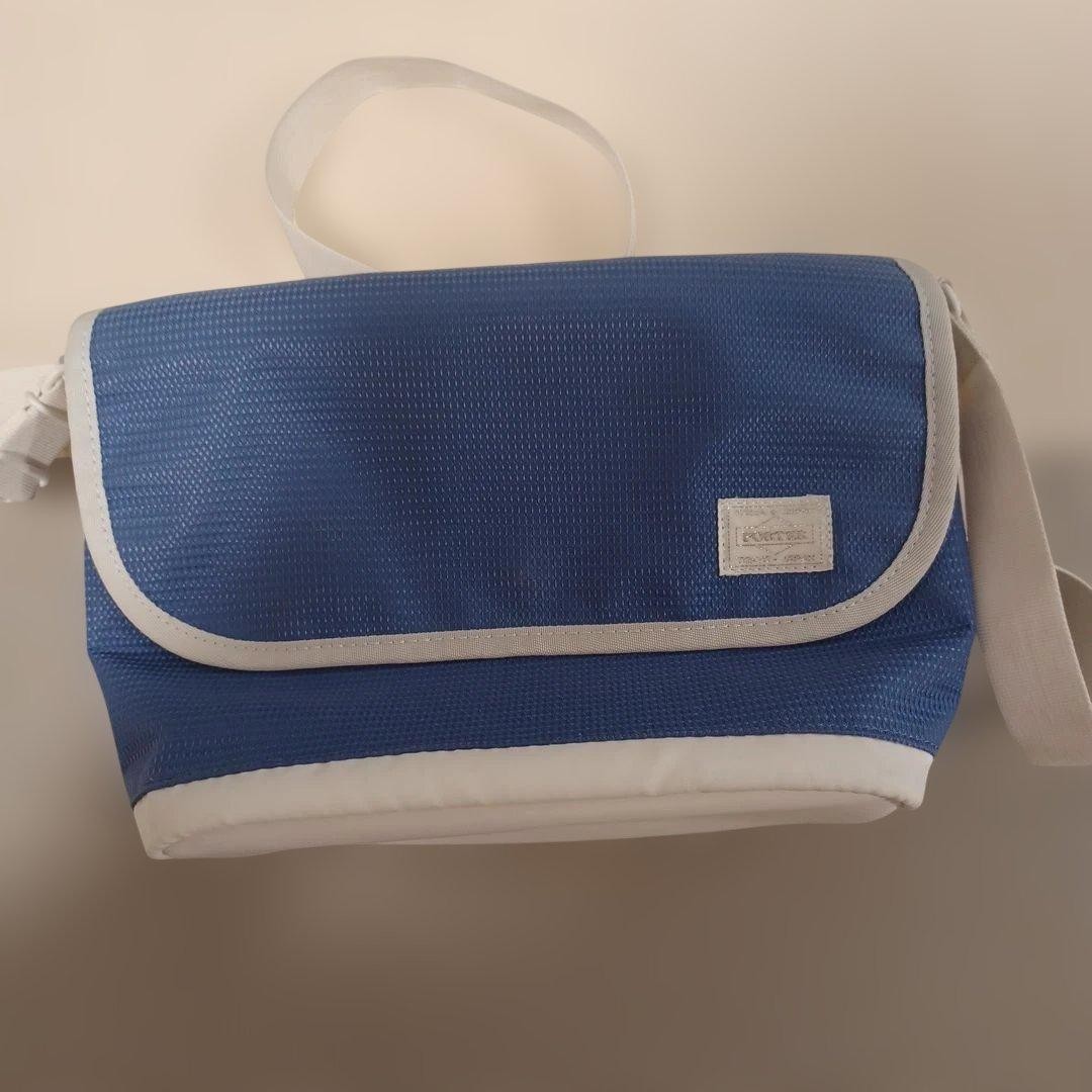 Porter Shoulder Bag Blue & White Used Excellent Condition with Keychain