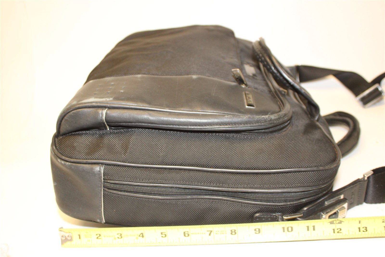 Tumi x Supermicro Alpha Ballistic Black Canvas Leather Travel Messenger Bag