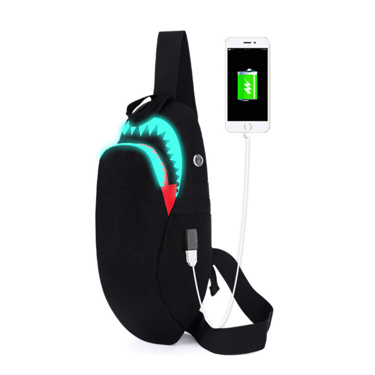 Shark Sling Backpack Shoulder Bum Bag Chest Pocket Pouch Pack Sports Cross Body
