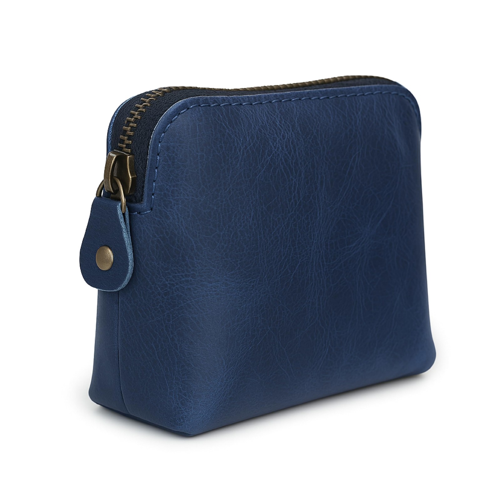 TheAntiq Full Grain Leather Cosmetic Bag – Small for Purse, Blue