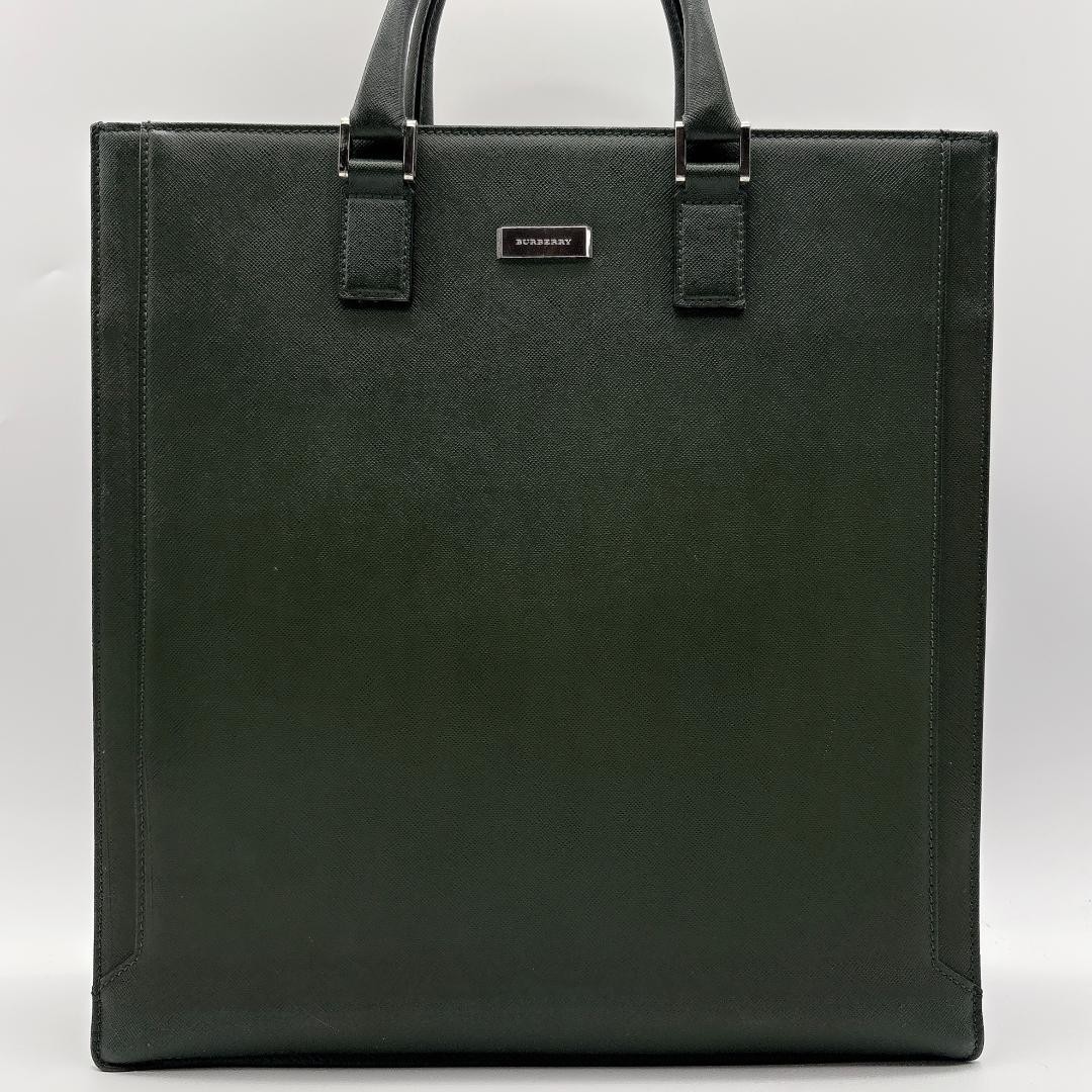 Authentic Burberry Green Saffiano Leather A4 Handbag 12.6 x 9.8 in Authentic
