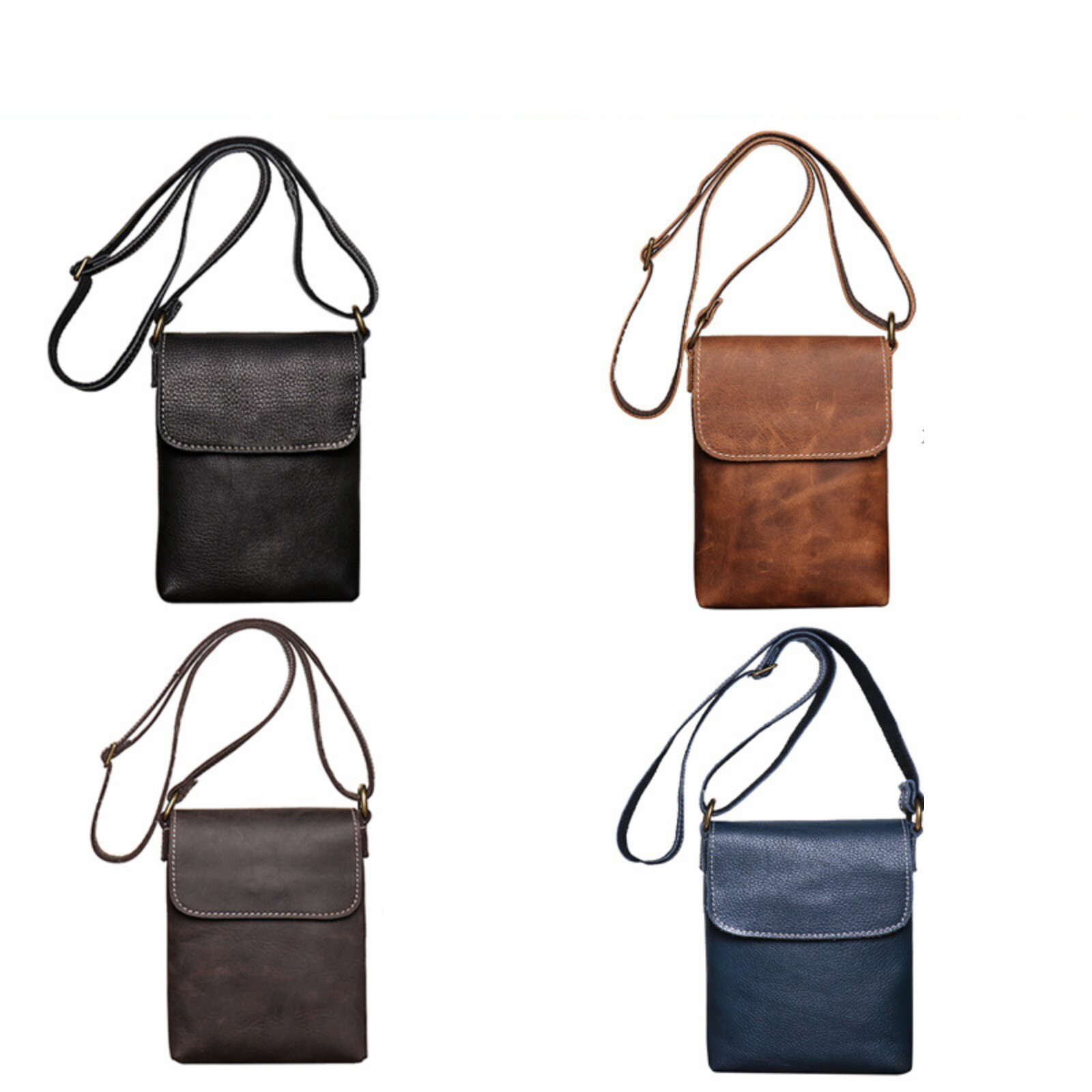 Mens Leather Shoulder Bag Small Crossbody Pouch Vintage Phone Wallet Carrier