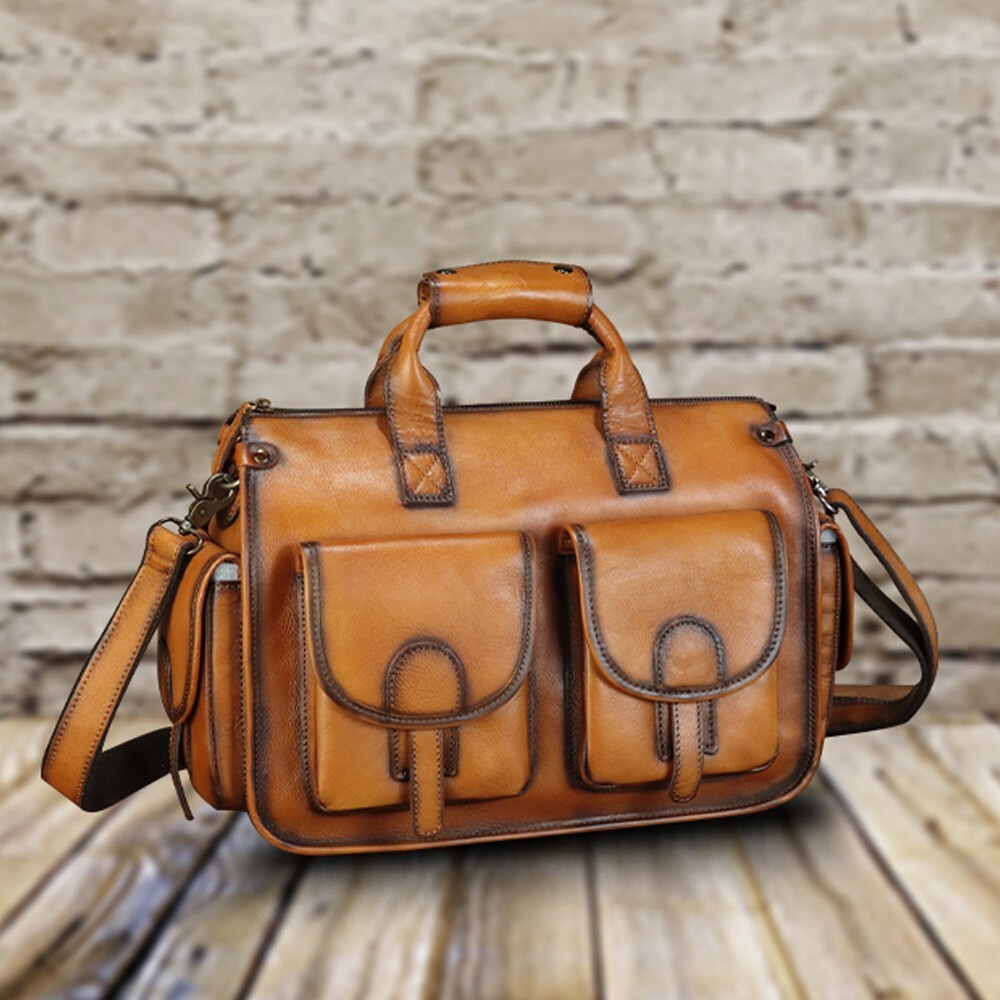 Genuine Leather Messenger Bag and Briefcase Purse for Men Real Leather Shoulder