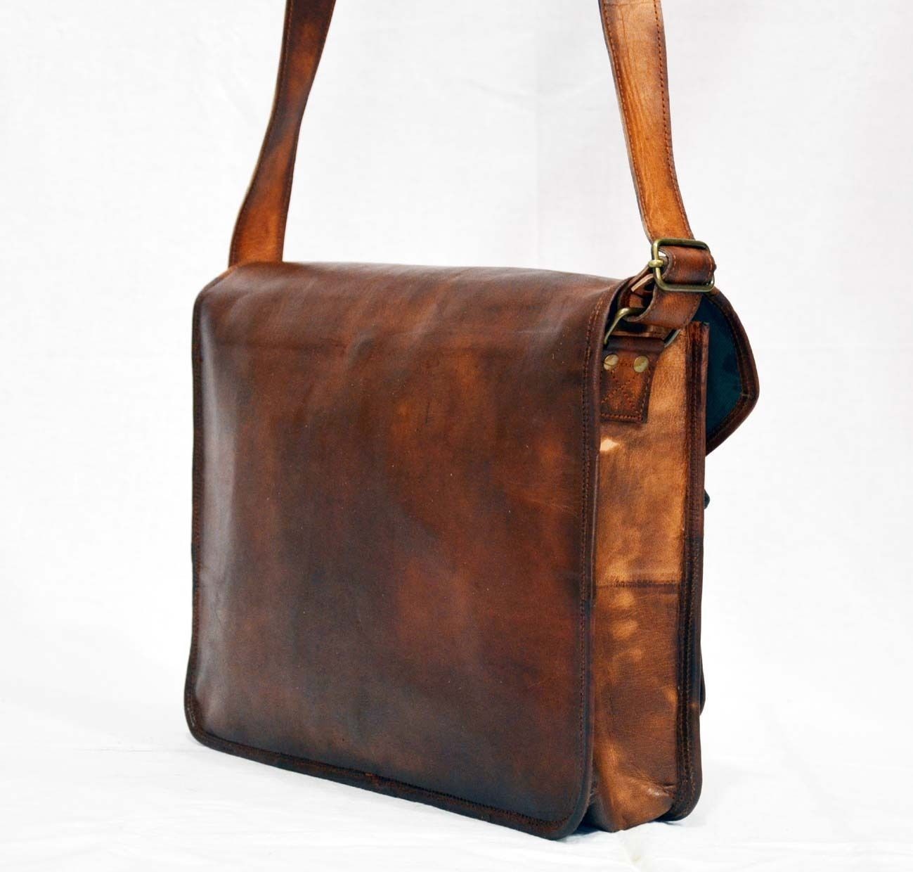 Men’s Genuine Vintage Durable Leather Messenger Shoulder Laptop Bag Briefcase