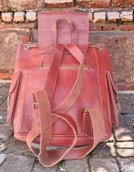 50% Off Moroccan leather Backpack , Handmade Leather Backpack 13 x 10 x 6