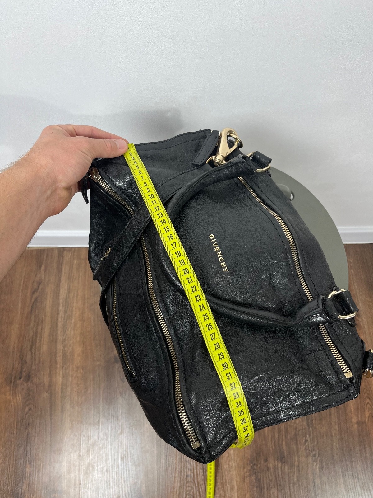 Givenchy Pandora Large Black Distressed Leather Shoulder Bag Vintage