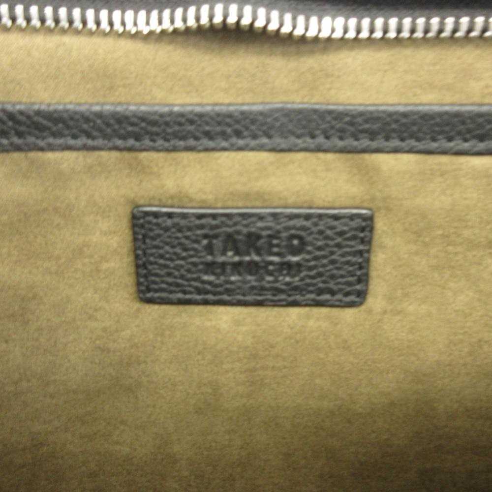 Takeo Kikuchi Leather Men’s Clutch Bag Black 6.9×10.8in Excellent Condition