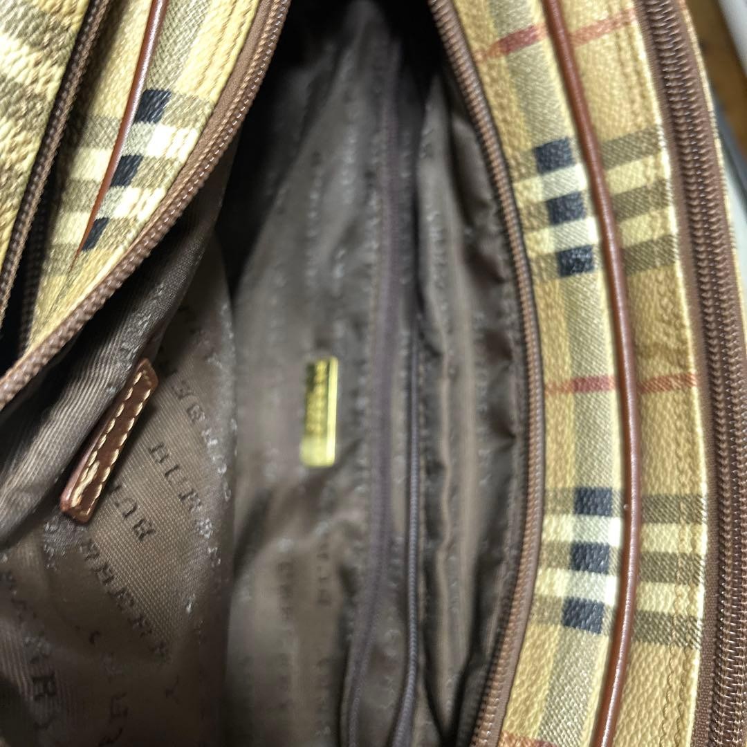 Authentic Burberry Beige Check Shoulder Bag – Leather & Canvas, Size Not Specifi