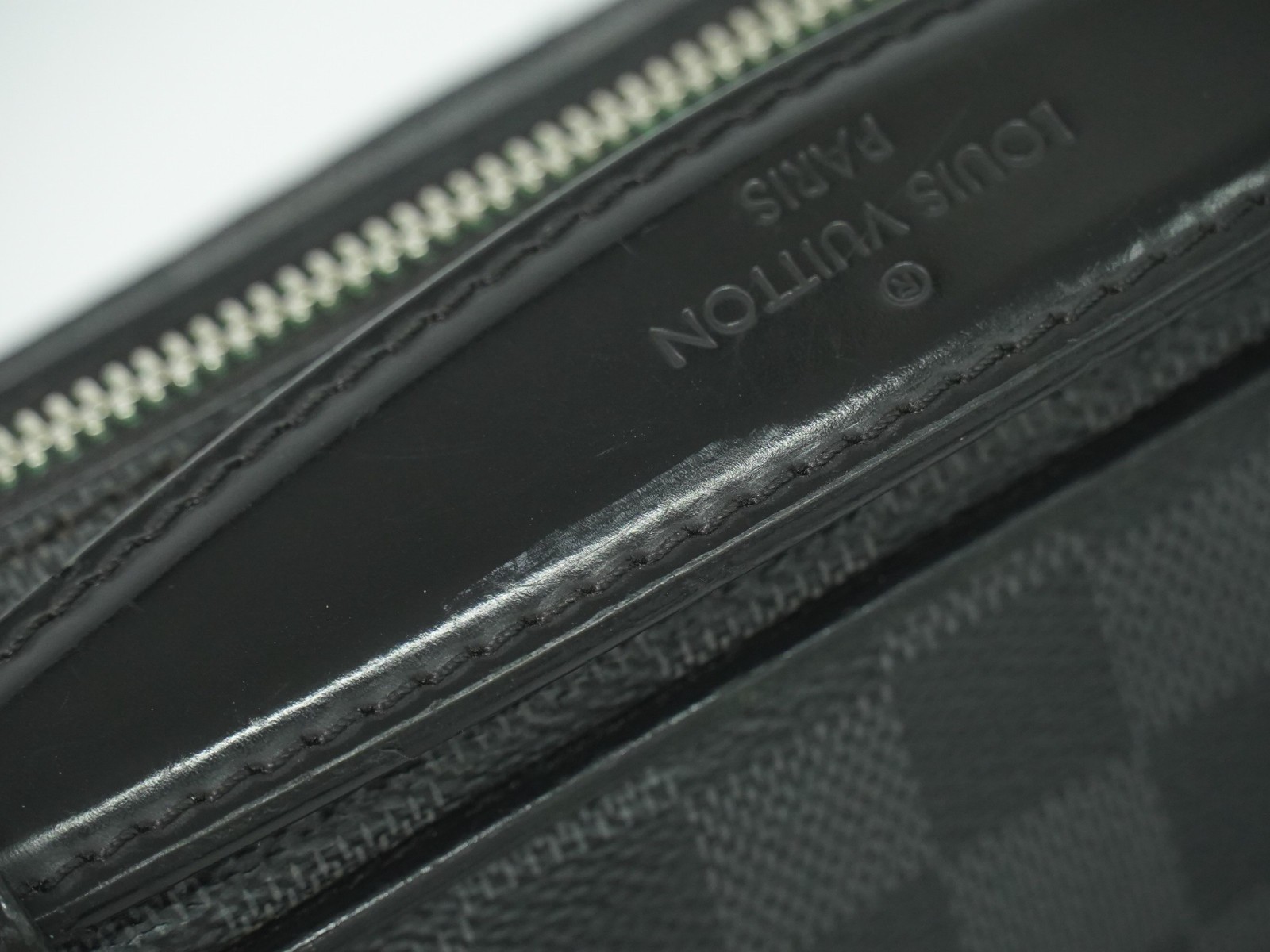 Louis Vuitton Ambler N41289 Damier Graphite Canvas Belt Body Bag Black Gray