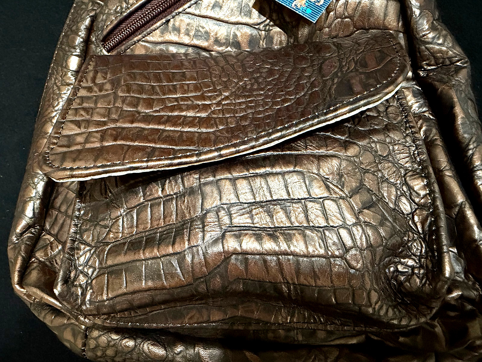 NWT AMORE Sling Backpack Luxury Leather Crocodile Crossbody Bag Sport Daypack!