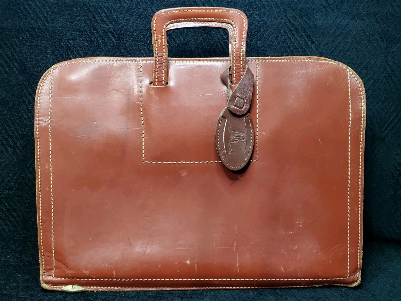 Vtg Genuine Leather 17″x13″ Briefcase Portfolio Peat Marwick Mitchell & Co Tulsa