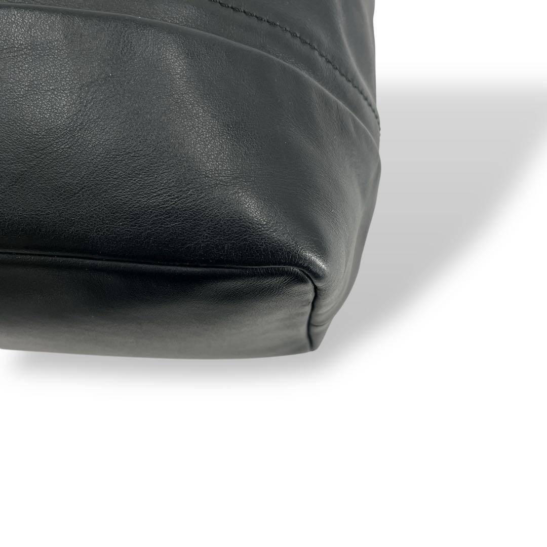 Bally Shoulder Bag Large Capacity Embossed Logo Leather Black 36x38x14cm
