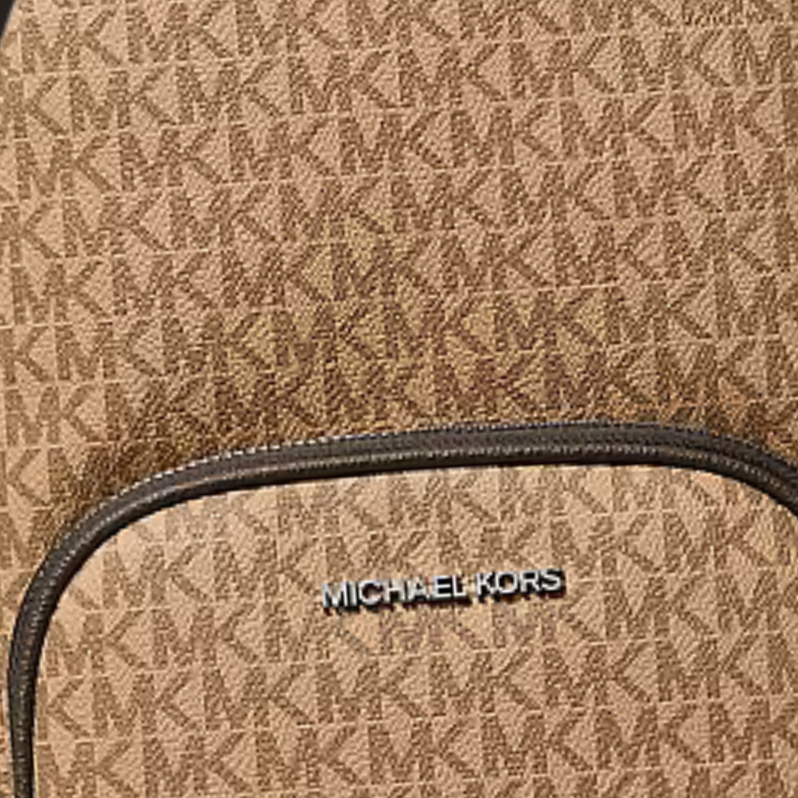 Michael Kors Cooper Men MK Logo Print Canvas Crossbody Sling Pack Bag Camel