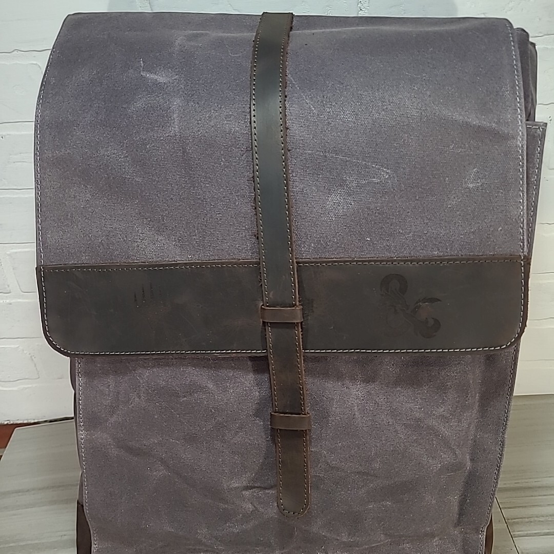Dungeons & Dragons / Magic The Gather Gray /Brown Leather Waxed Canvas Backpack