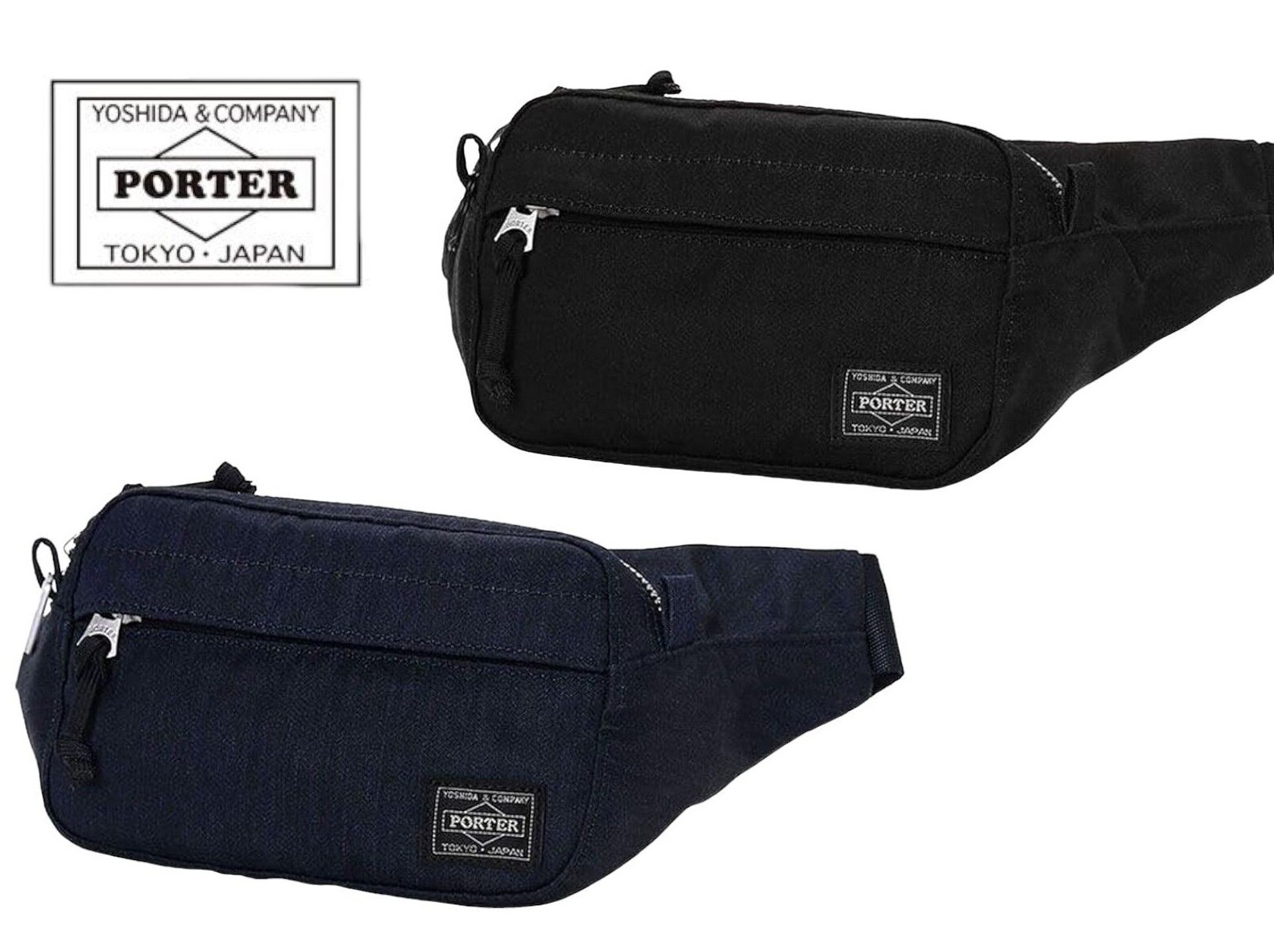 YOSHIDA PORTER Denim Waist Body Bag S 892-15105 Indigo Black 175x120x60mm Japan
