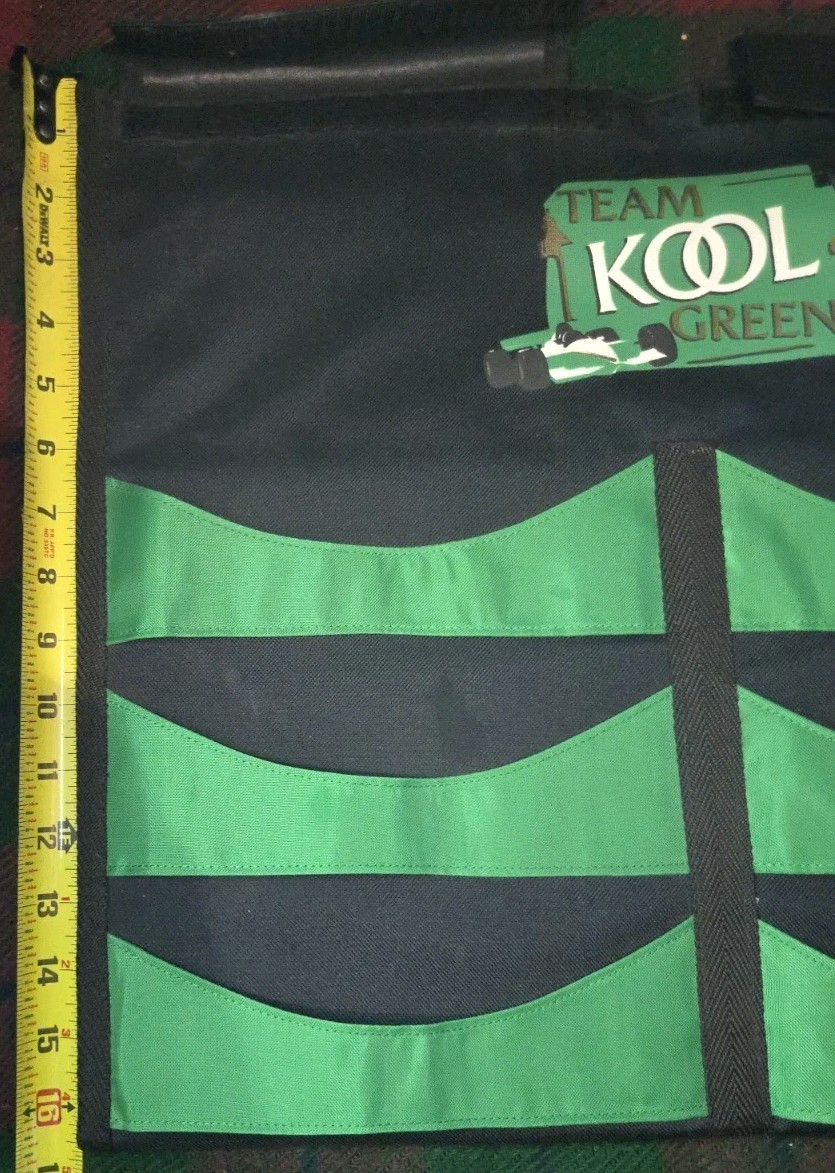 VINTAGE KOOL Black/Green Folding Hanging Cap-Caddy, 12–Pocket, Hook/Loop Closure