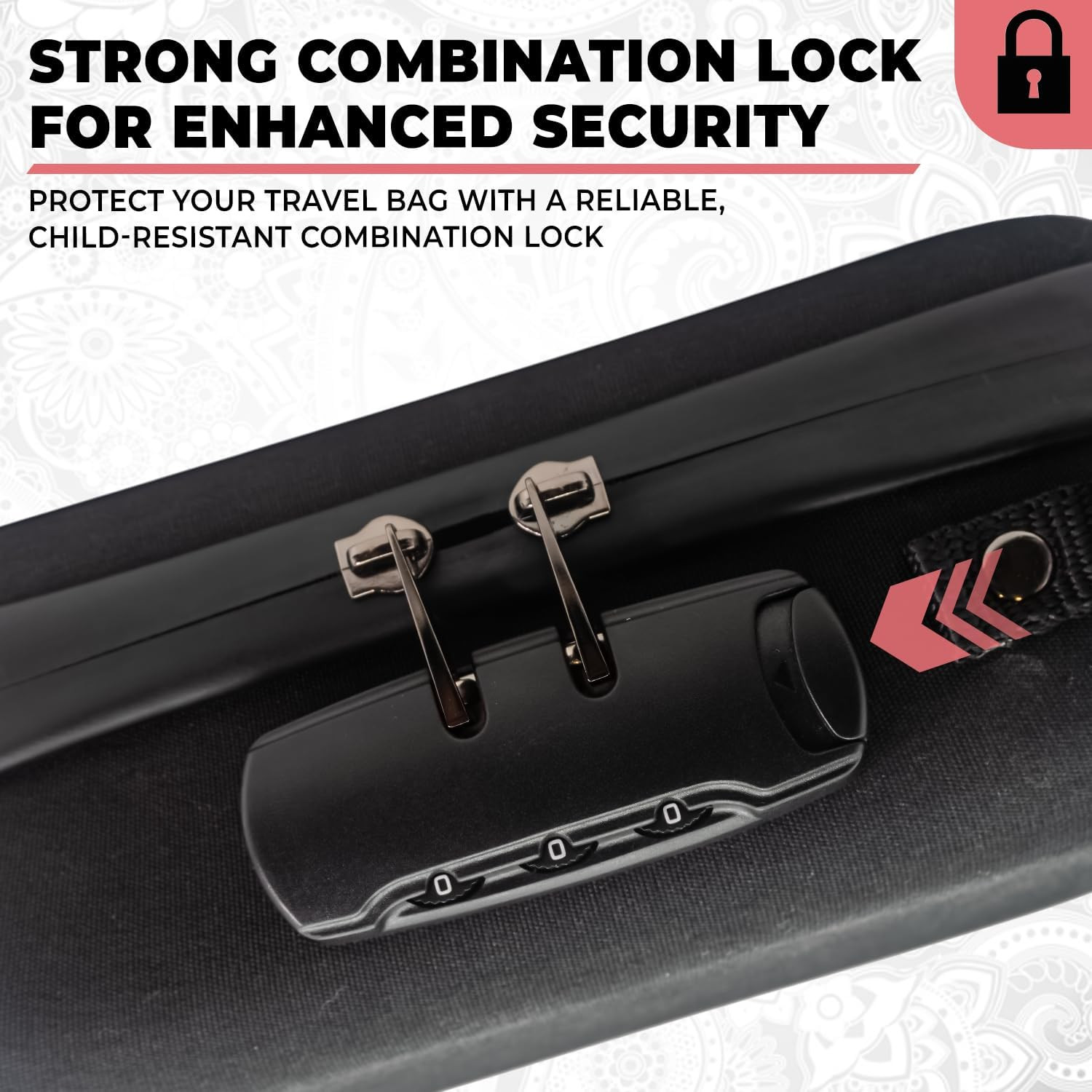 Smell Proof Bag with Combination Lock Tobacco Pipe Pouch File Organizer
