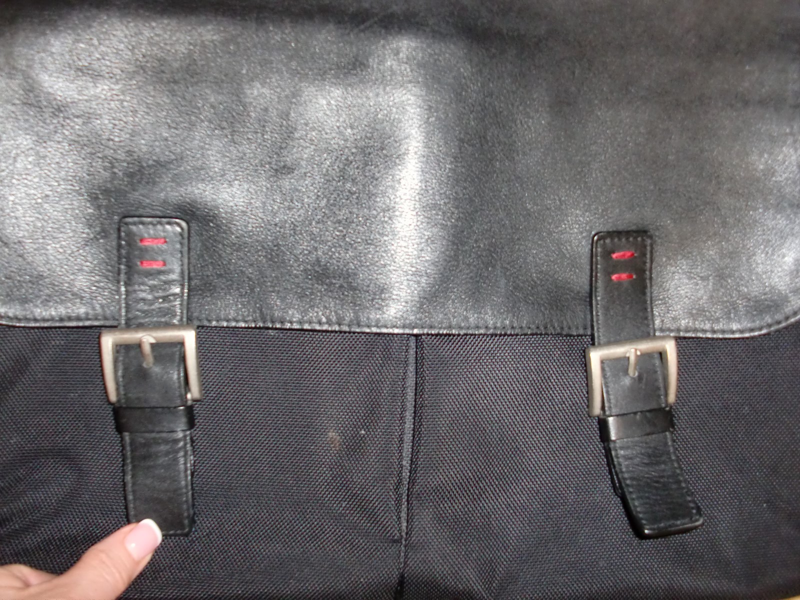 VTG”JACK GEORGES”USA Briefcase Messenger Lap Top Leather/Canvas16.5″Lx12″Hx4″D