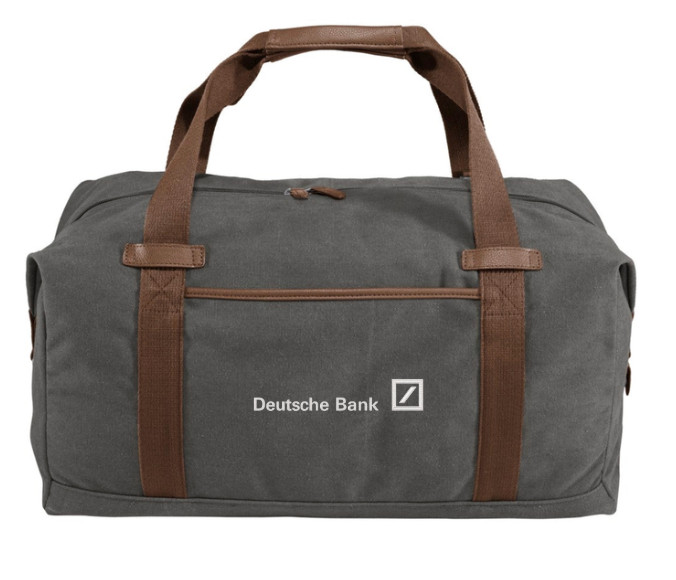 NWT 100% Authentic Deustche Bank NYC Deluxe Banker Duffle Bag Leather Canvas