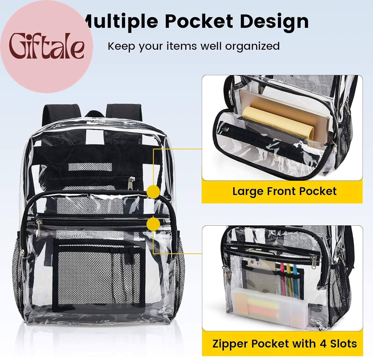 Clear Backpack Heavy Duty – Clear Bookbag Large See through Backpack Plastic Tra