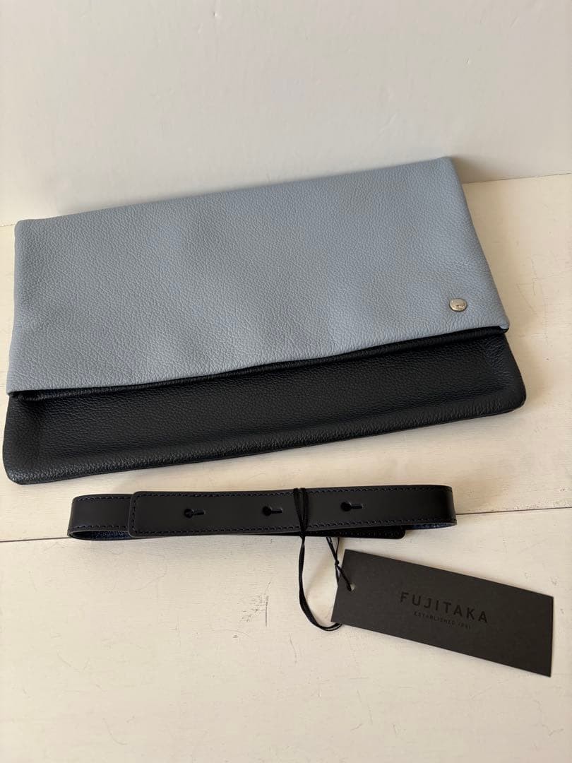 Fujitaka Italian Shrink Leather Women’s Sub Bag Blue W34xH39cm BNIB
