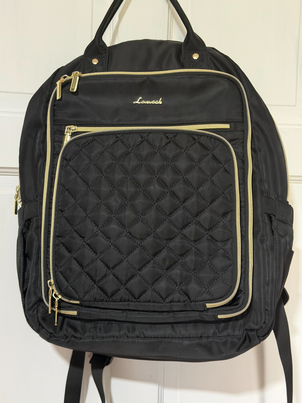 LOVEVOOK Backpack Black Gold USB Charging Power Bank Travel Laptop Bag