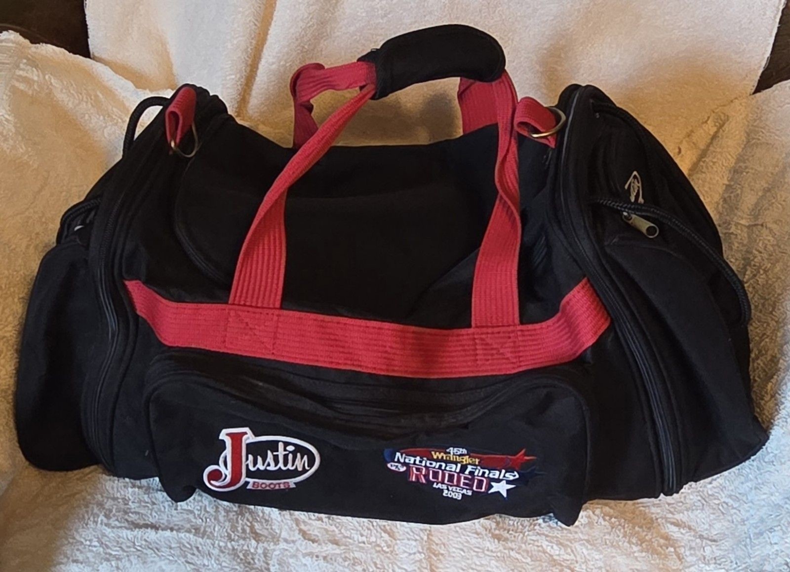VTG Justin Boots Wrangler National Rodeo Finals Las Vegas Duffel Bag 2003 PRCA