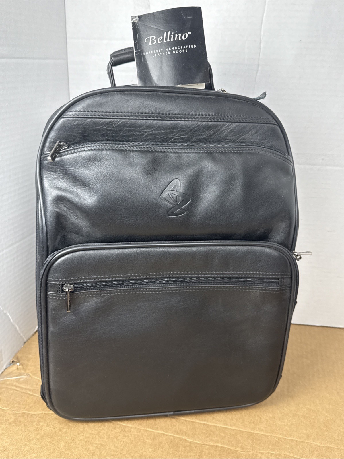 BELLINO Black Genuine Leather Backpack Laptop Travel Business Bag 17” x 13”