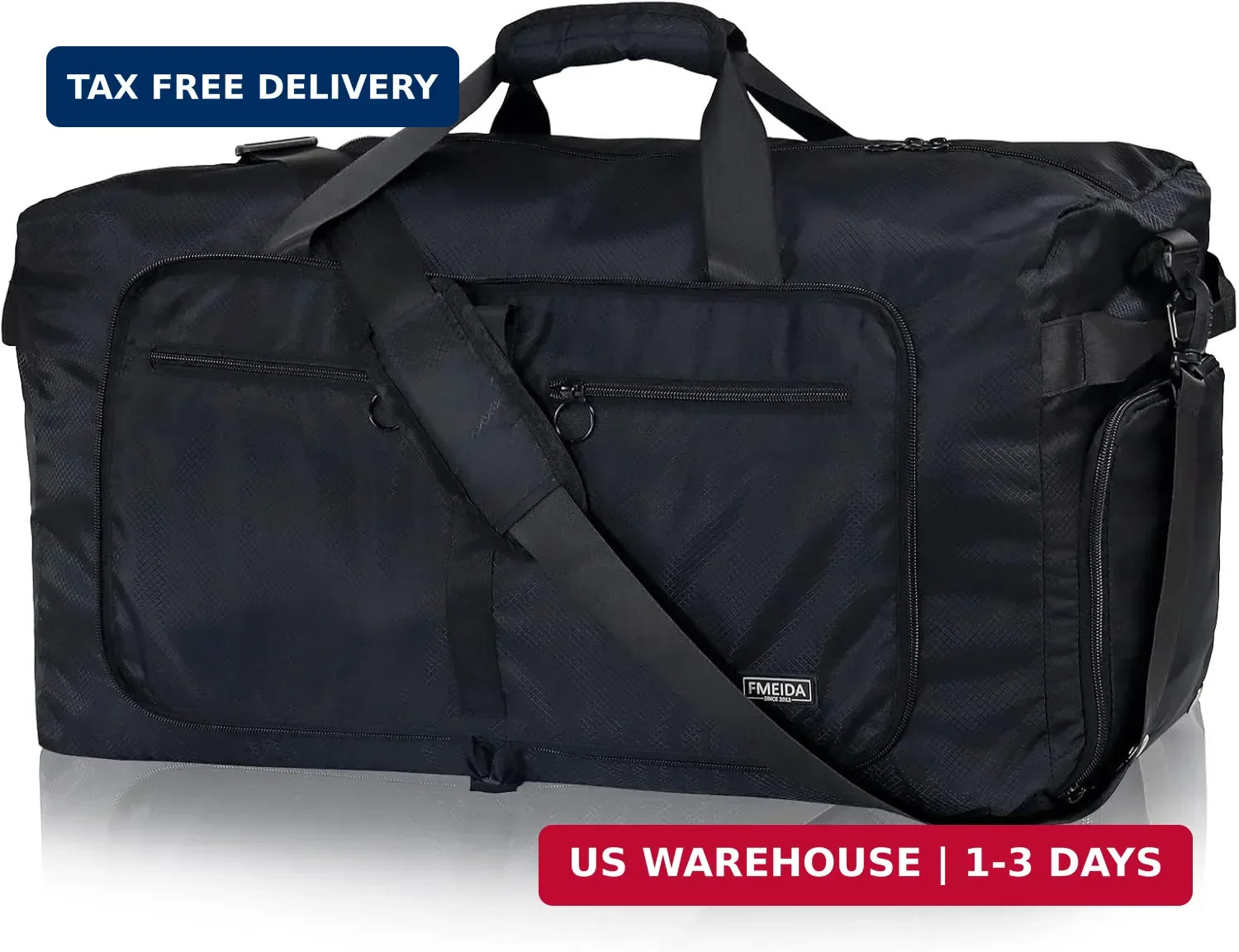 Fmeida 65L Duffle Bag with Shoes Compartment, Foldable Travel Duffel Bags for Me
