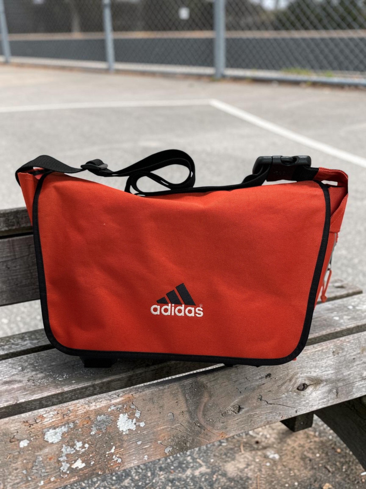 Adidas Orange Structured Canvas Messenger Bag Large 16x12x7 Adjustable Strap