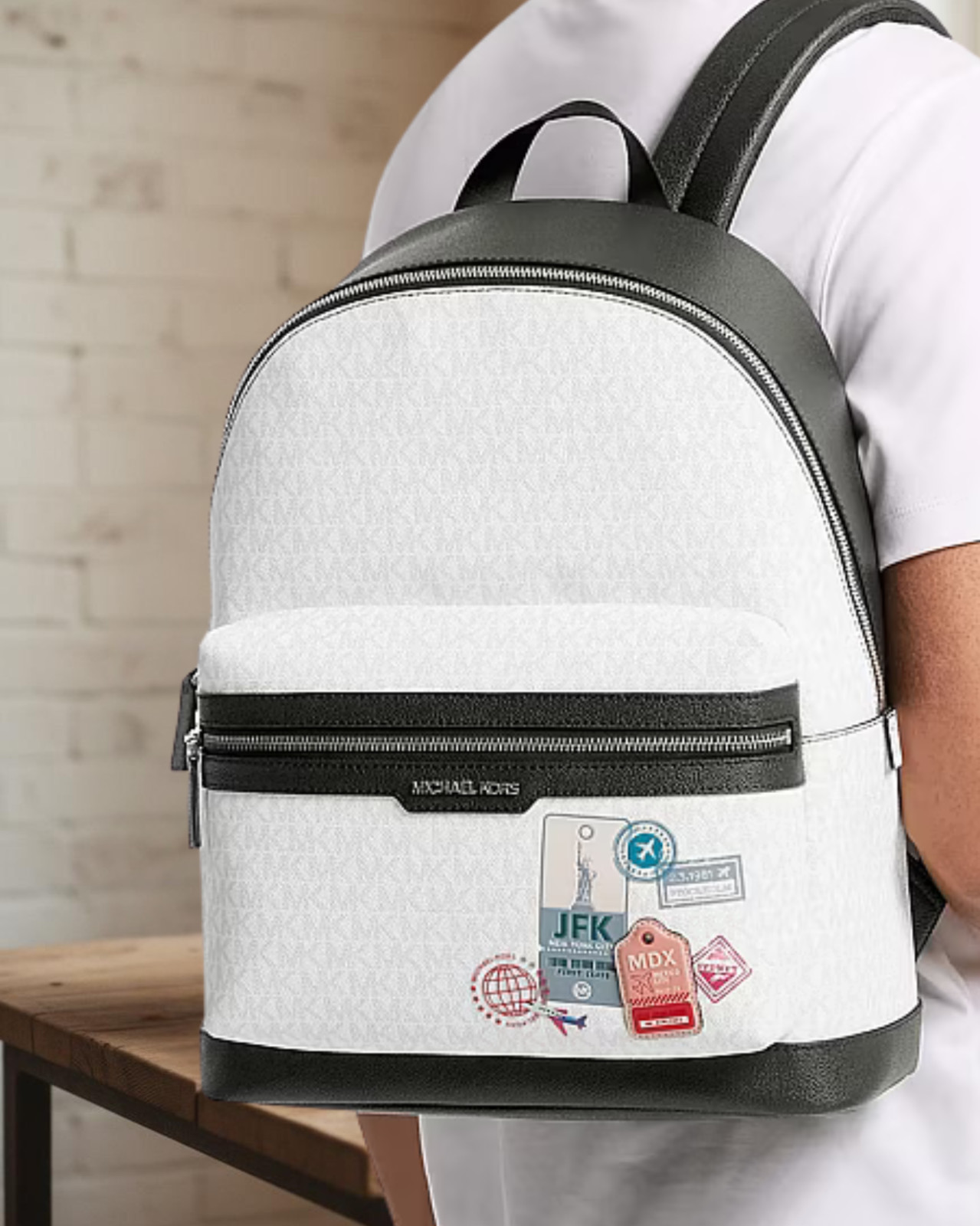 Michael Kors Cooper Men Medium MK Signature Travel School Fashion Backpack Bag