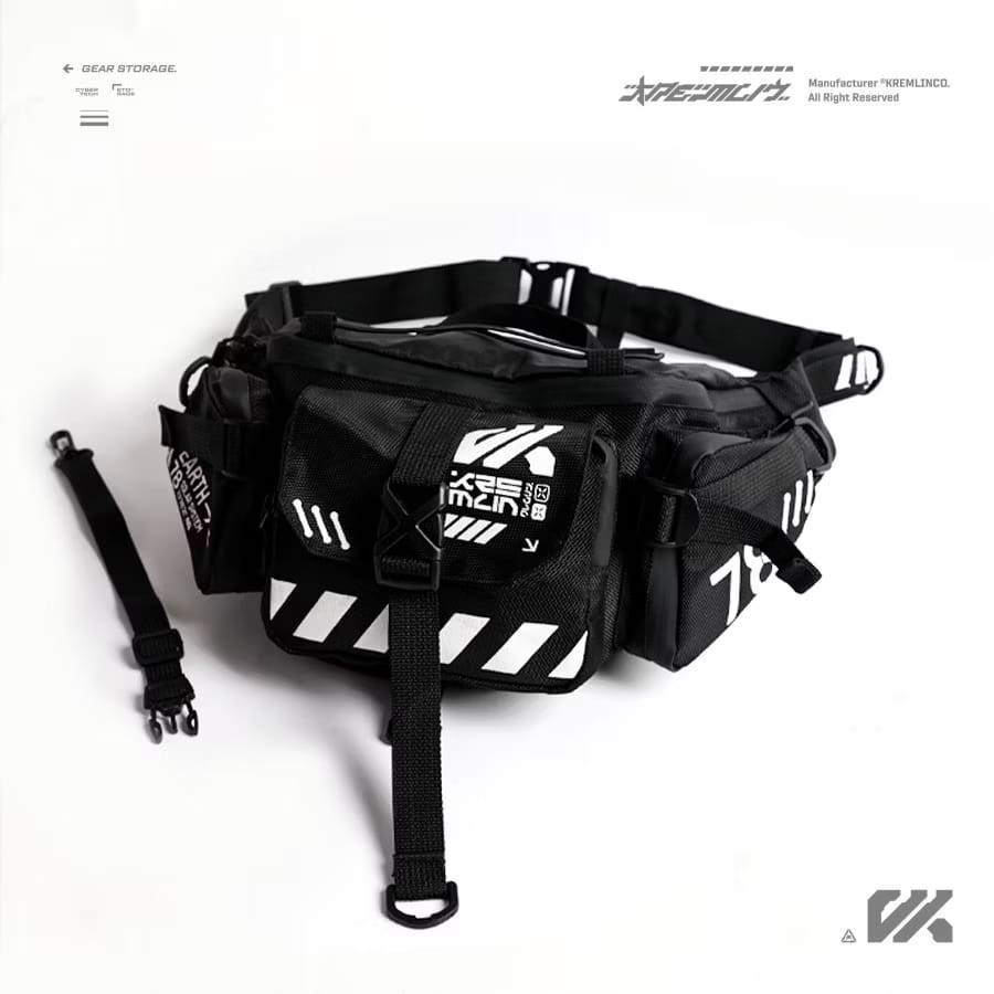 Kremlin Cyrax Double Strap Sling Waist Chest Bag Fullzip-Futuristic Crossbody