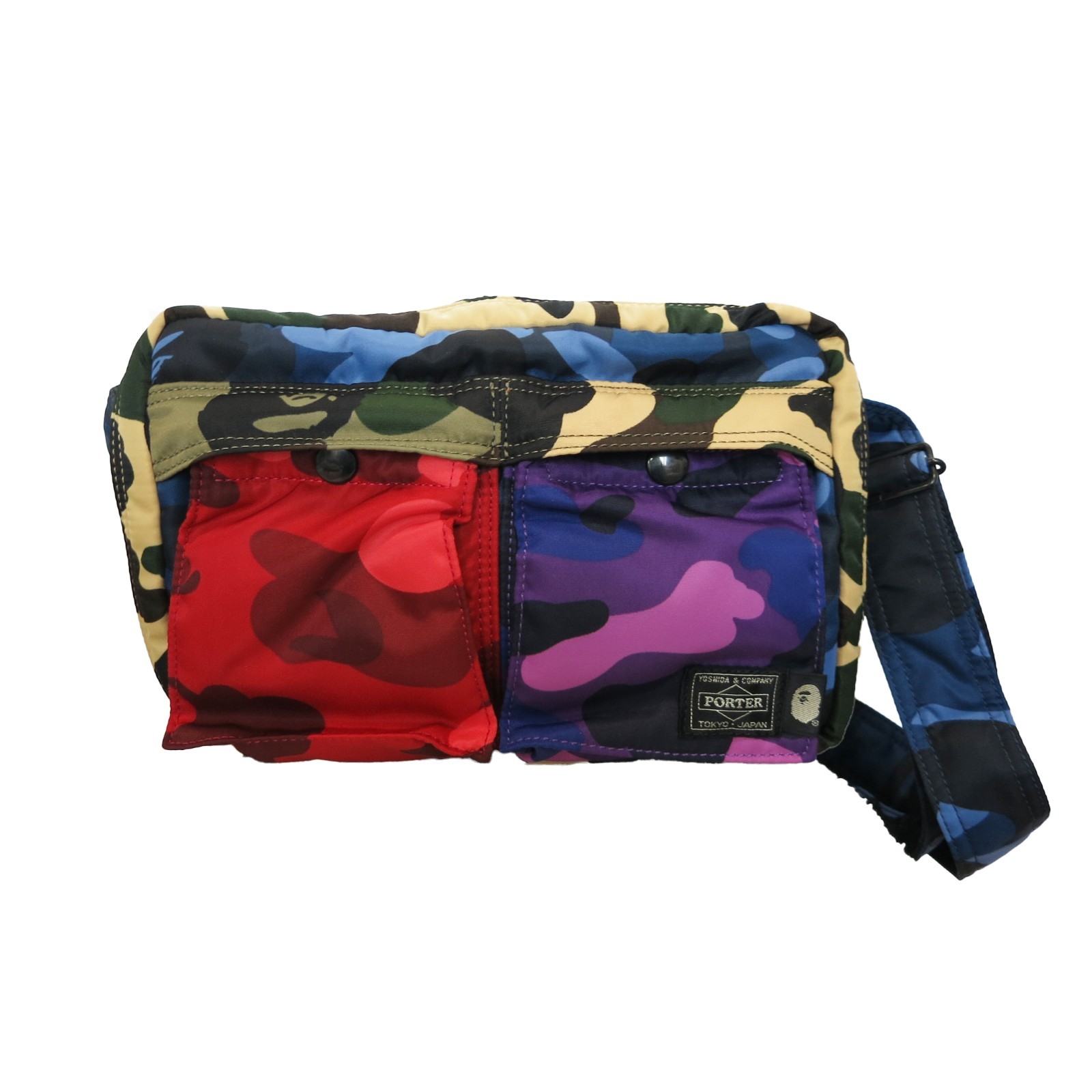 BAPE A Bathing Ape x PORTER Red Purple MIX CAMO Tanker Crossbody Shoulder Bag