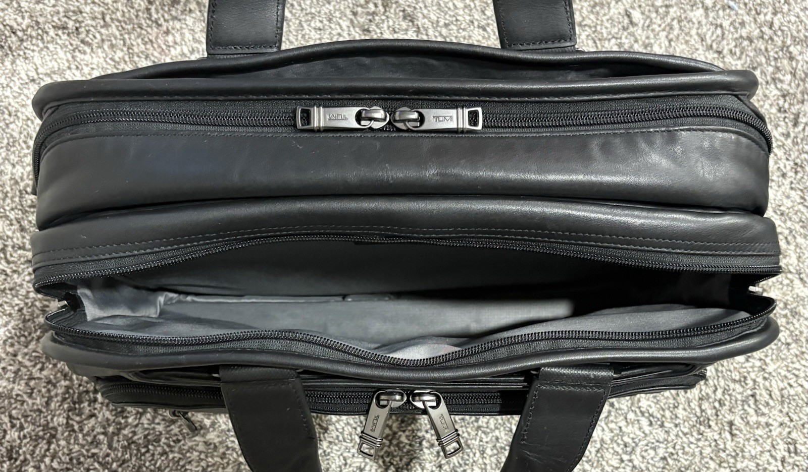 TUMI ‘Alpha 3’ Black Leather Laptop Organizer Briefcase – 117320