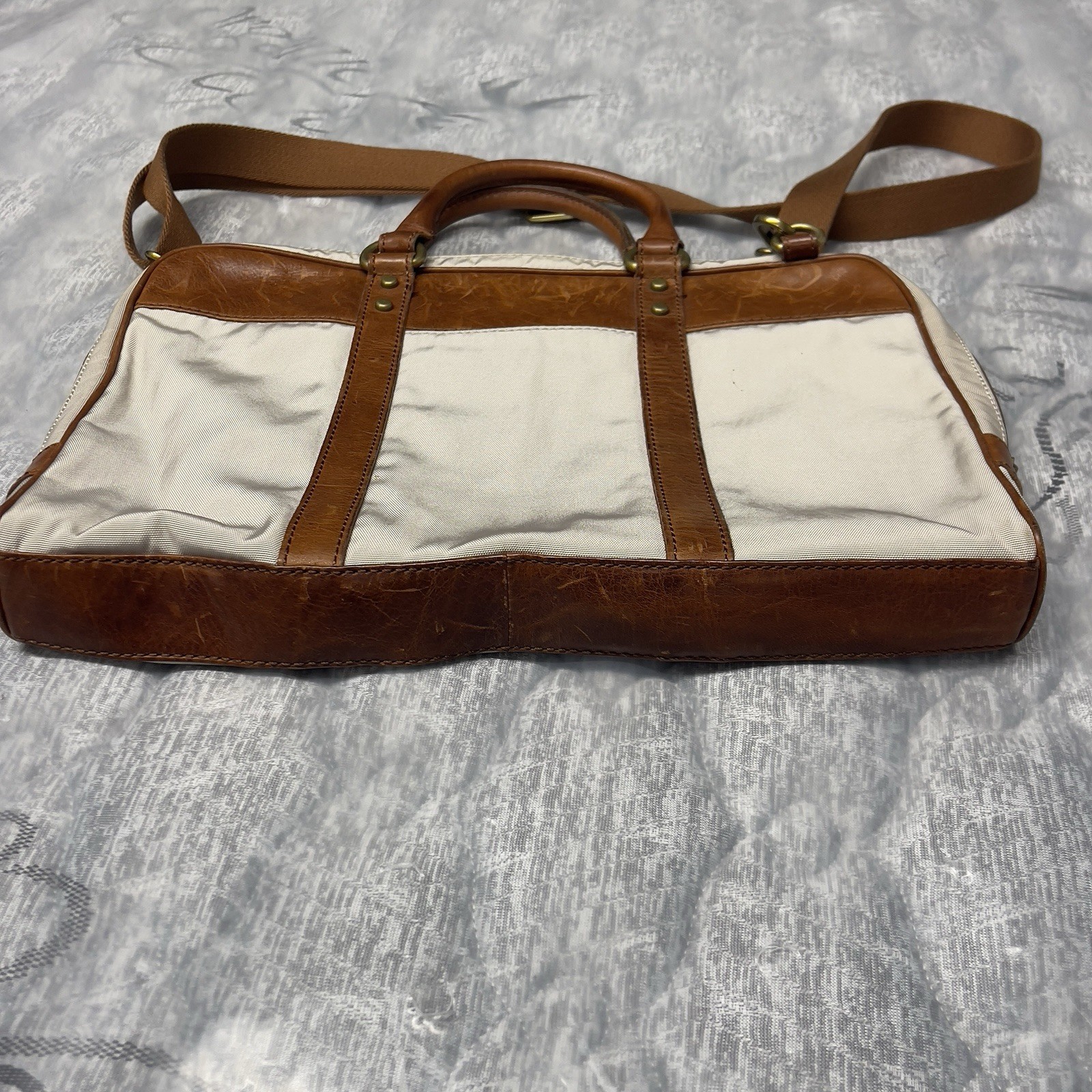 Fossil estate document Messenger Bag Shoulder Bag Leather Handles Twill Leather