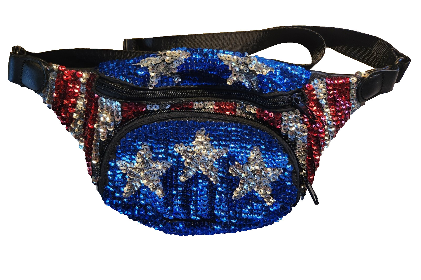 Topshop American Flag Sequin Waist Bag USA Stars Stripes Patriotic 4th July Blin