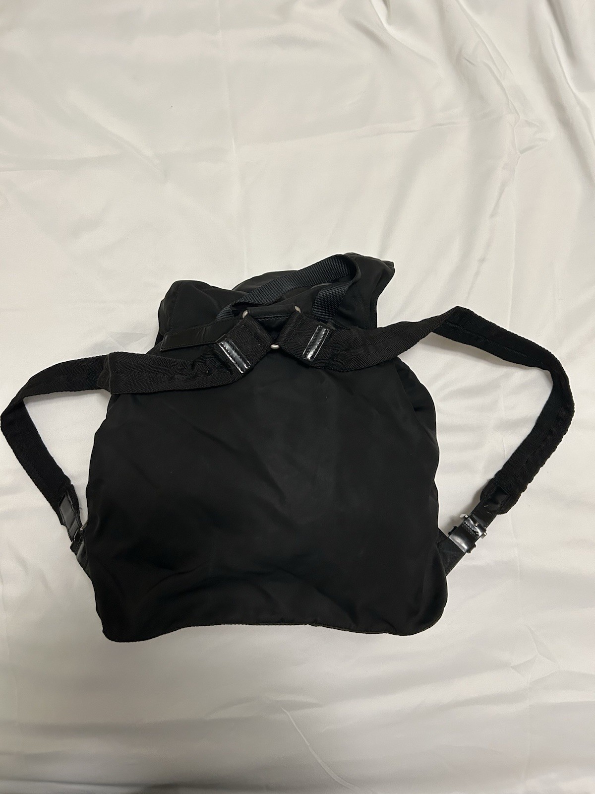 PRADA Milano Black Drawstring Backpack w/ Buckle, Adjustable Strap, Italy