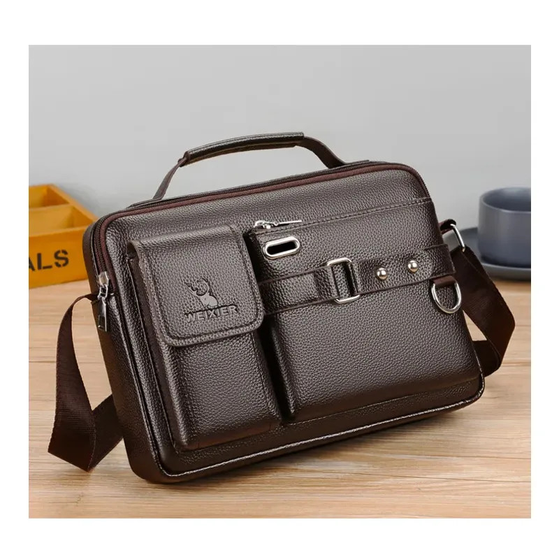 Men Shoulder Bag Pu Leather Business Messenger Bag for Man New