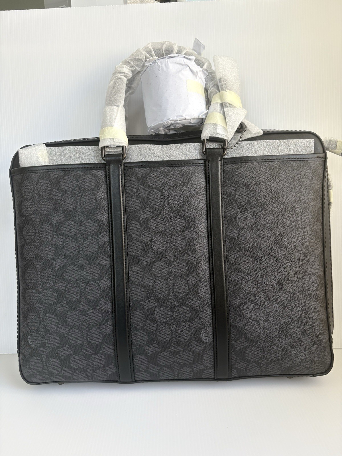 Coach Metropolitan Slim Briefcase in Signature CanvasCharcoal /Black NWT