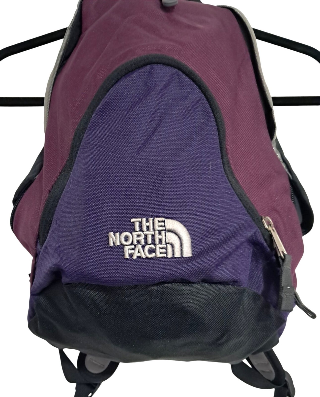 The North Face Backpack Unisex Small Purple Grey Black Daypack Colorblock Zip