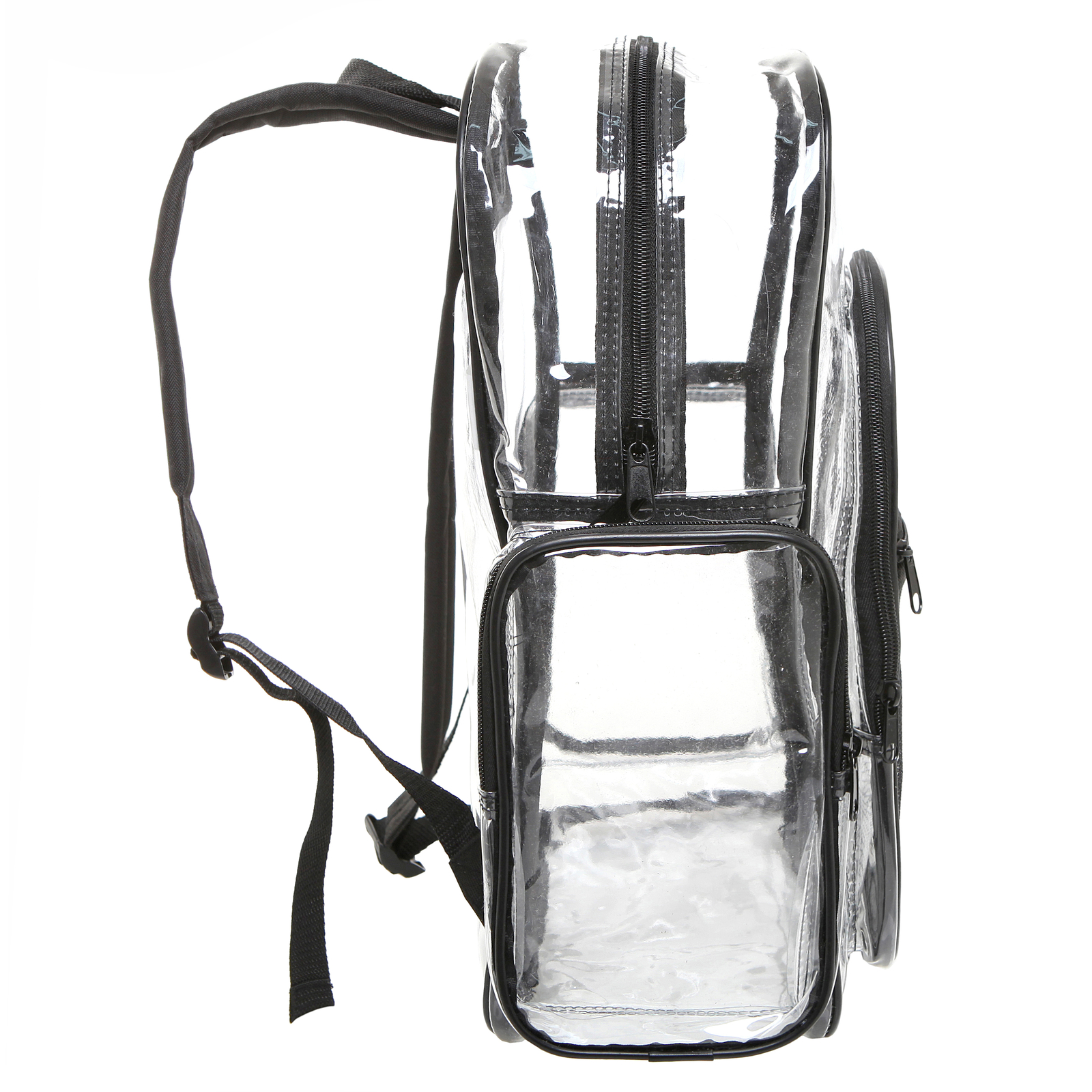 Clear Transparent PVC Multi-pockets School Backpack, Black Trim See Thru Bookbag