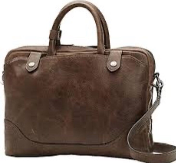 NWOT FRYE Men’s Logan Slim Zip Leather Briefcase – Brown